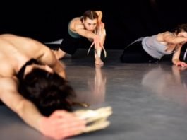 Sarah Murphy, Anastasia Wiebe and Julie Robert perform in Lydia Zimmer's Mercurials as part of Mocean Dance's Fluid Forms. Photo by Kevin MacCormack.