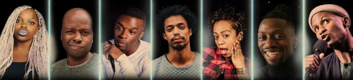 This year's Underground Railroad Comedy tour features comedians (left to right): Tamara Shevon, Kevin Christopher, Rodney Ramsey, Daniel Woodrow, Keesha Brownie, George Rivard and Alan Shane Lewis.